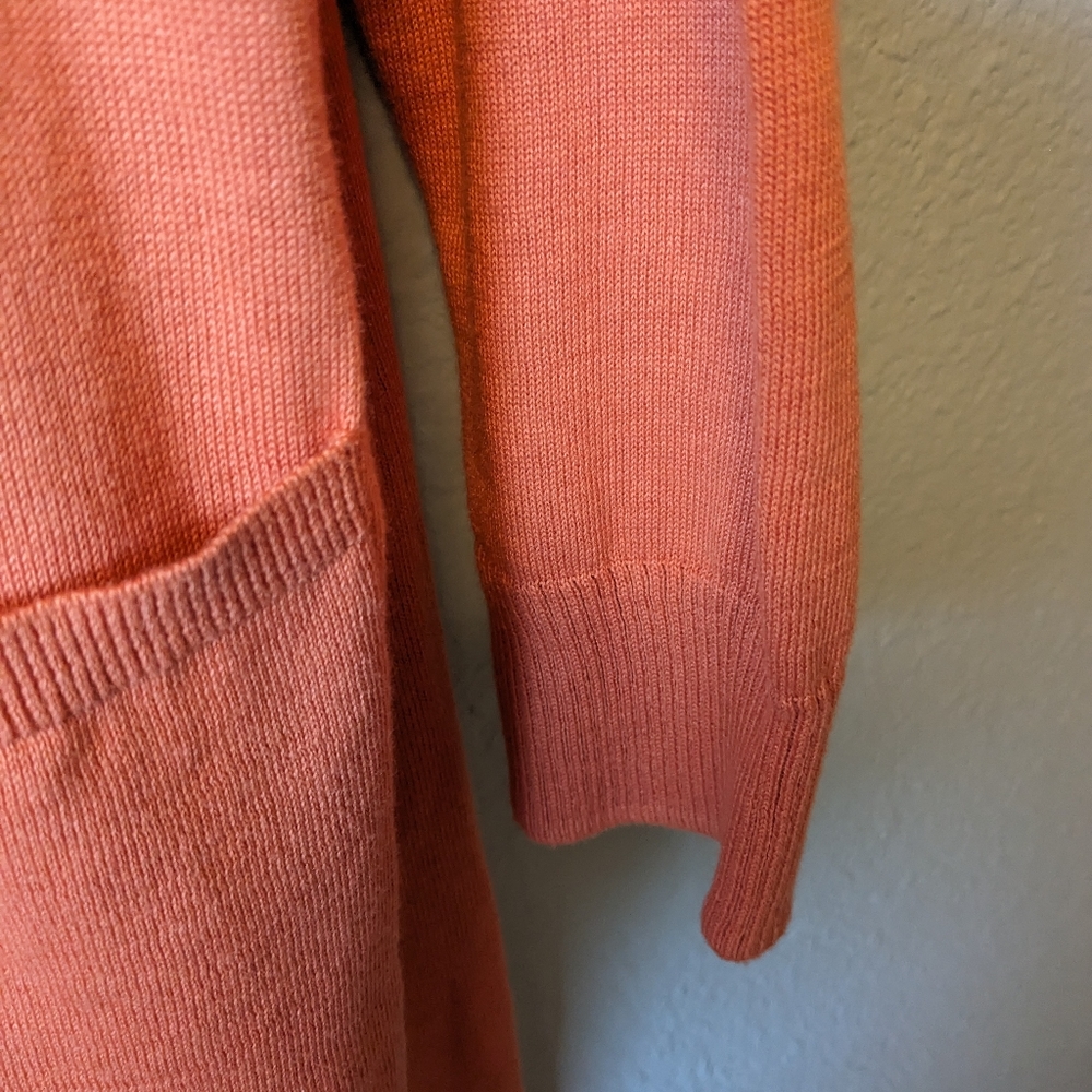 Peach Cardigan Sweater Long Sleeves Open Front W/Pockets Sz. L - Picture 10 of 10